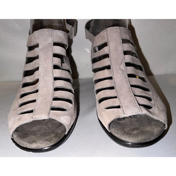 EURO Soft by SOFFT Size 10M Lgt Gray Suede Comfort Strappy VESTA Heels Sandals - Picture 4 of 9